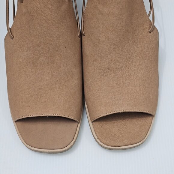 NEW Eileen Fisher Alfie Sandal Caged Peep Toe Heel Honey Tan Nubuck Size 10 - Picture 5 of 14